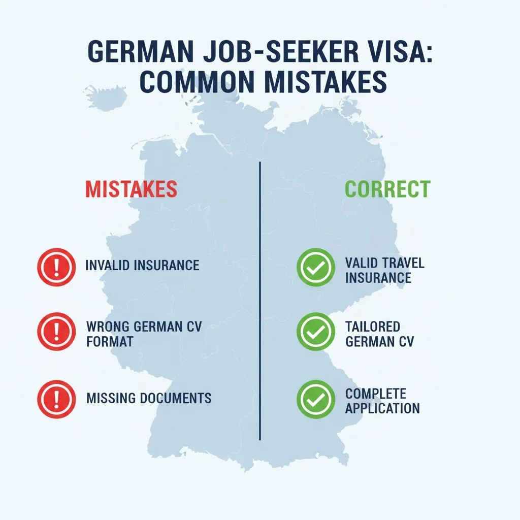 ک چک‌لیست گرافیکی از اشتباهات رایج ایرانیان در ویزای جستجوی کار